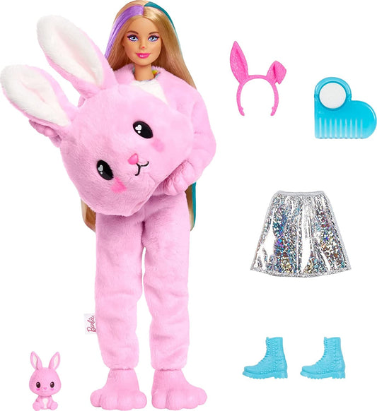 Barbie Cutie Reveal Doll with Bunny Plush and Pink Bunny Costume & 10 Surprises