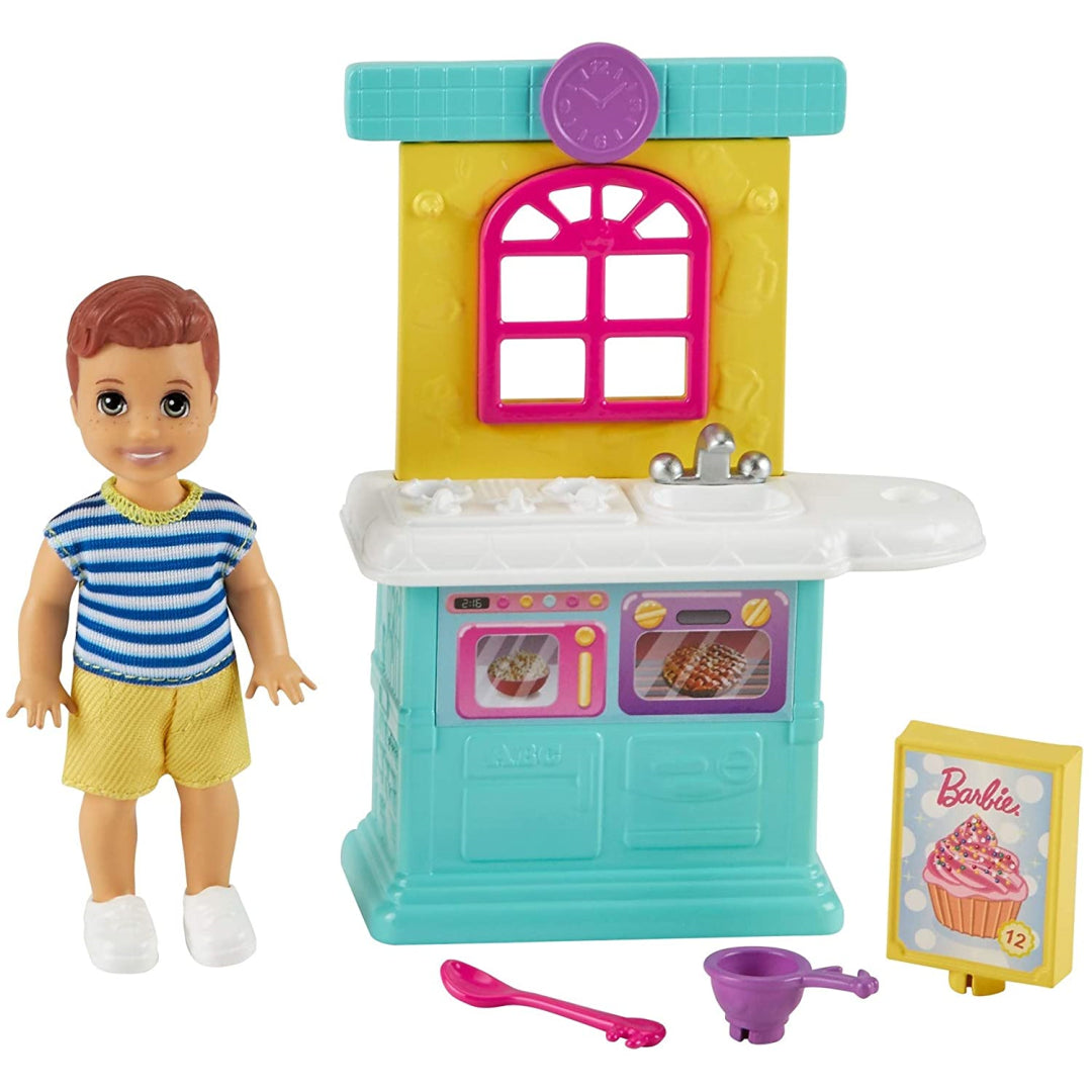 Barbie Skipper Babysitters Inc. Boy Toddler Doll & Kitchen Playset - Maqio