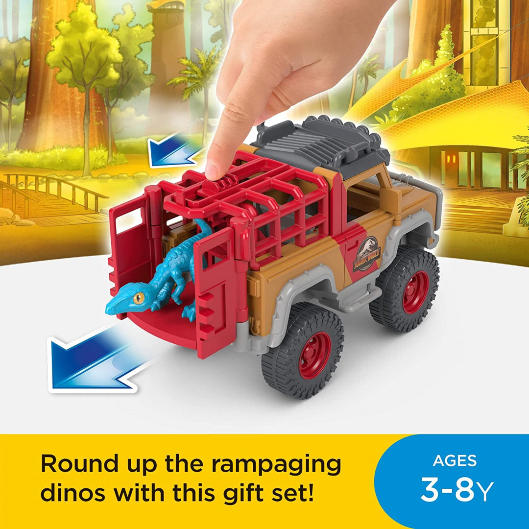 Imaginext Jurassic World Camp Cretaceous Runaway Dinos Vehicle Set - Maqio