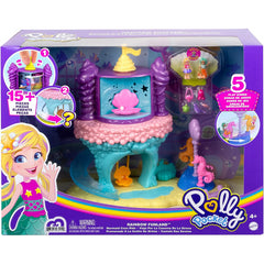 Polly Pocket Rainbow Funland Mermaid Cove Ride Playset Dolls & 5 Accessories