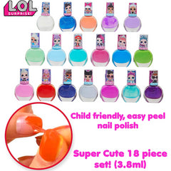 L.O.L. Surprise! Peel-able Nail Polish 18 Kids Nail Varnish Sets Safe Non Toxic