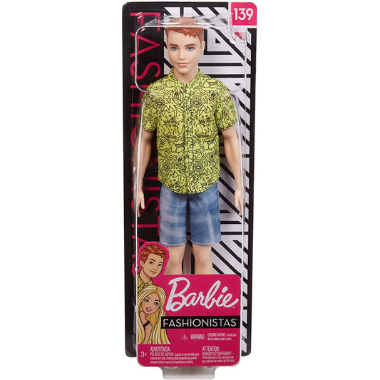 Barbie Ken Fashionistas Doll with Red Hair and Graphic Yellow Shirt GHW67 - Maqio