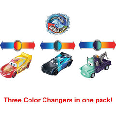 Disney Pixar Cars Colour Changers Lightening McQueen Mater & Jackson Storm 3 Pack