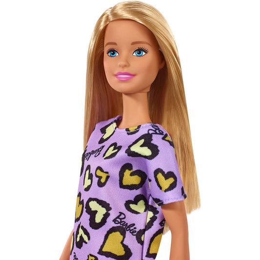 Barbie Doll with Yellow Love Hearts Dress in Pink with Blonde Hair