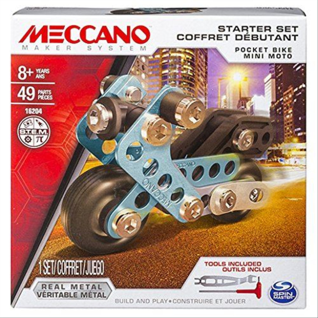 Meccano Mini Moto Vehicle Construction Starter Set - Maqio