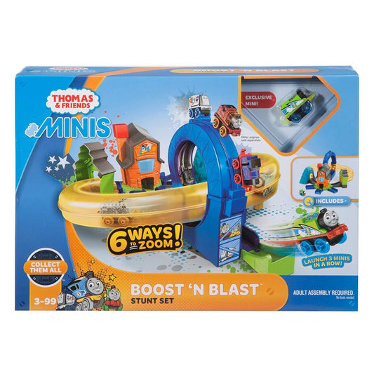 Thomas & Friends FJP36 Minis Boost n Blast Stunt Set, Thomas the Tank Engine Minis Toy Train Set - Maqio