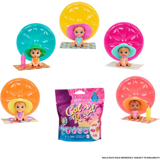 Barbie Colour Reveal Baby Dolls with 5 Surprises in Floating Fruit Case