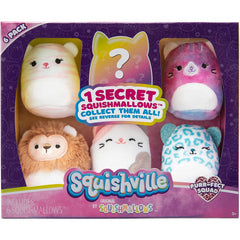 Squishmallows Squishville Pack of 6 Cuddly Purr-FECT Squad 2in Plush-Toys