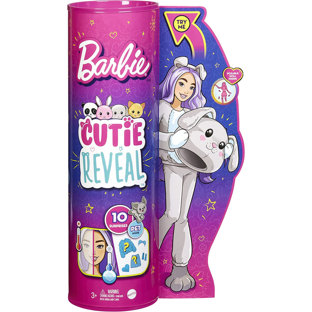 Barbie Cutie Reveal Doll with Puppy Plush and Grey Bunny Costume