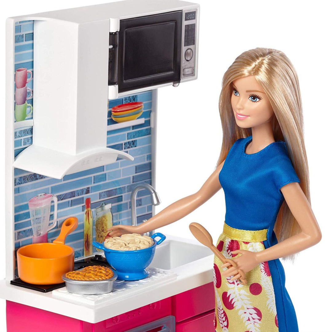 Barbie Kitchen and Doll Furniture Playset DVX54 - Maqio