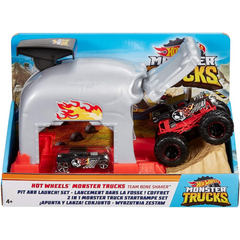 Hot Wheels Team Bone Shaker Monster Trucks Pit And Launch Play Set