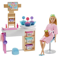 Barbie Face Mask Spa Day Playset with Barbie Doll Puppy Toy and Spa