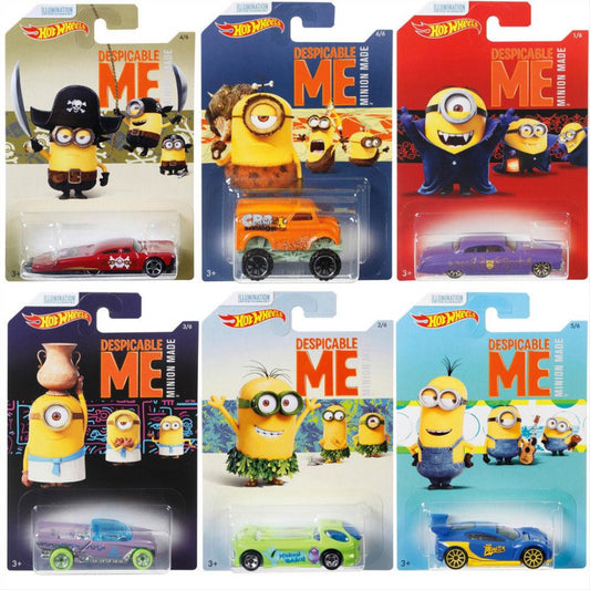 Hot Wheels Despicable Me Minion Made Complete Collection of SIX Die Cast Vehicles Bundle - Maqio