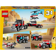 LEGO Creator 31146 3in1 Flatbed Truck with Helicopter Toy