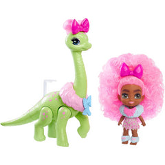 Cave Club Tots 3.5 inch Small Doll with Dinosaur & Curly Pink Hair - Diva