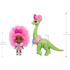 Cave Club Tots 3.5 inch Small Doll with Dinosaur & Curly Pink Hair - Diva