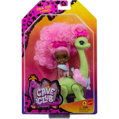 Cave Club Tots 3.5 inch Small Doll with Dinosaur & Curly Pink Hair - Diva