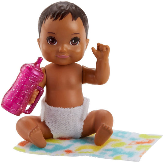 Barbie skipper Babysitters Baby Doll Dark Hair & Pink Bottle - Maqio