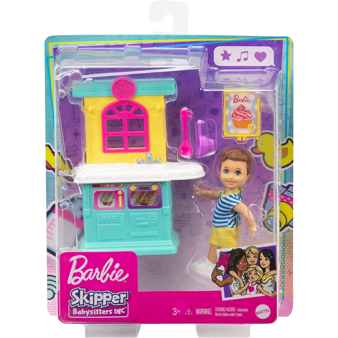 Barbie Skipper Babysitters Inc. Boy Toddler Doll & Kitchen Playset - Maqio