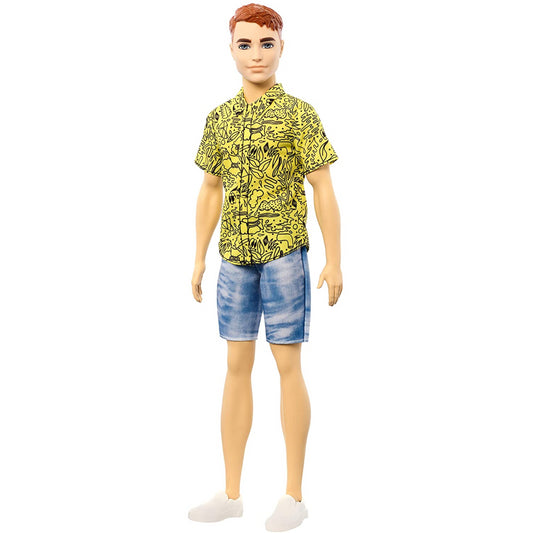 Barbie Ken Fashionistas Doll with Red Hair and Graphic Yellow Shirt GHW67 - Maqio