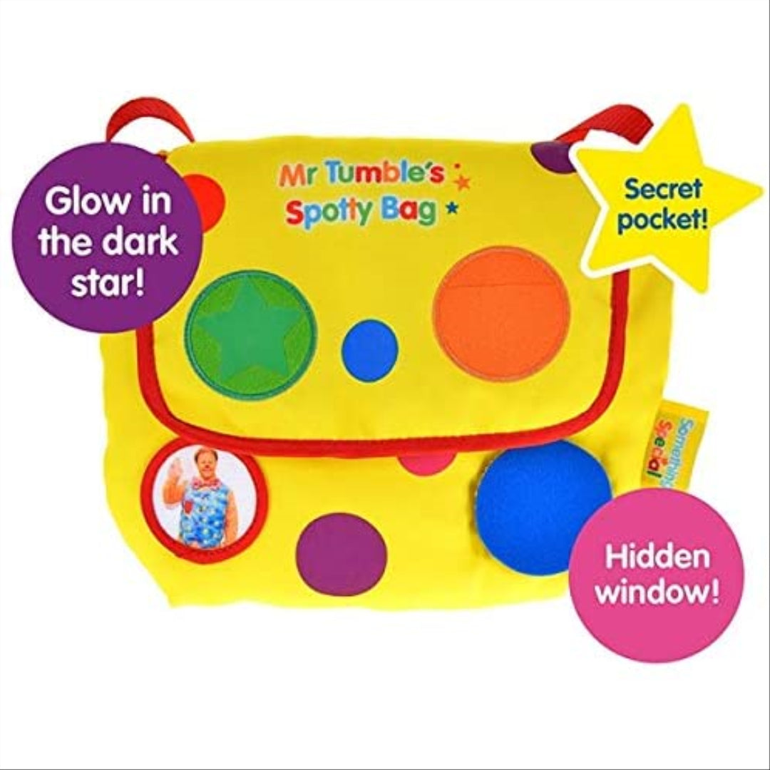 Mr Tumble Kids Fun Time Soft Textured Fabric Surprise Spotty Bag - Maqio