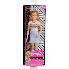 Barbie Fashionistas Doll with Long Red Hair Wearing Rainbow Graphic T-Shirt 122 - Maqio