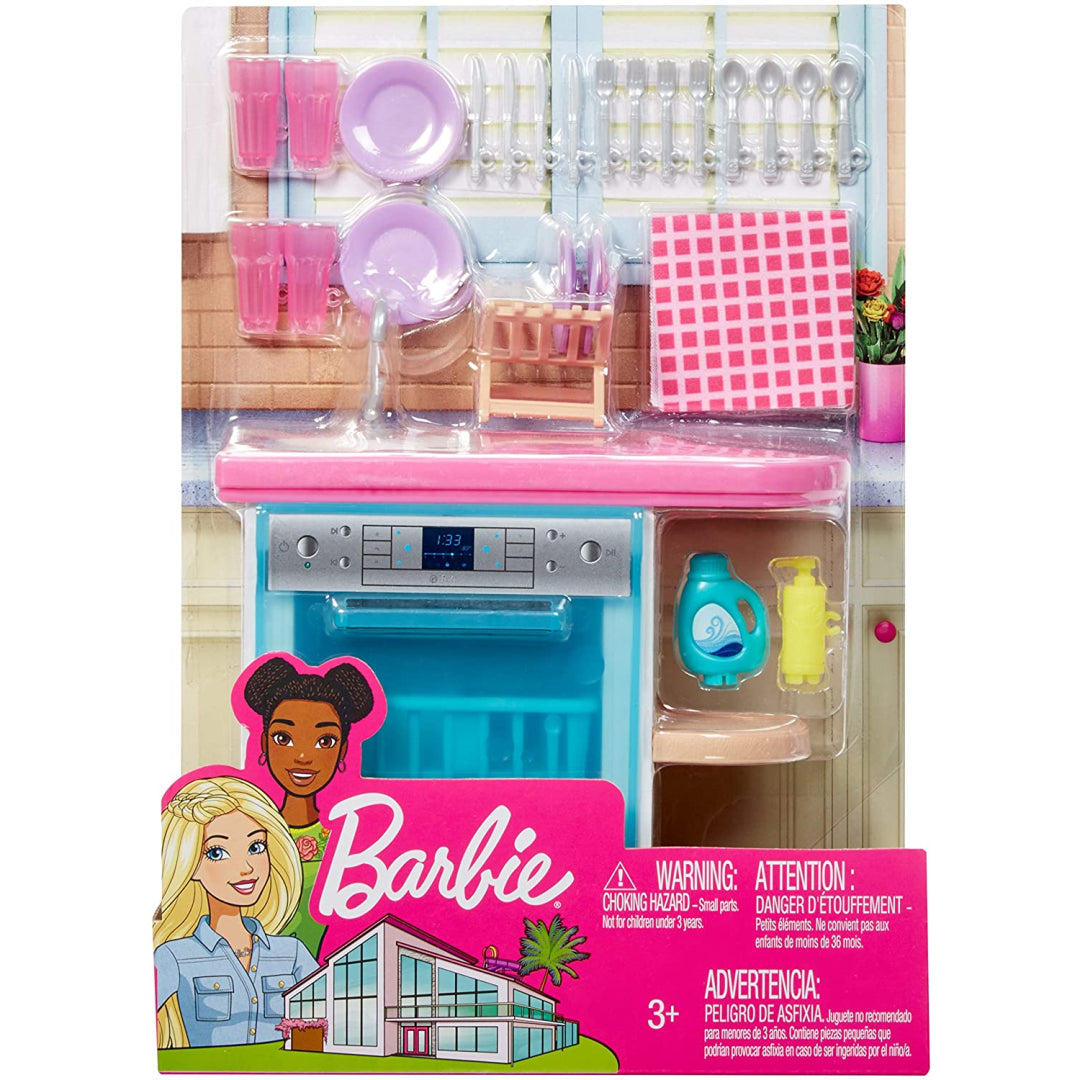 Barbie Indoor Furniture Set with Kitchen Dishwasher FXG35 - Maqio