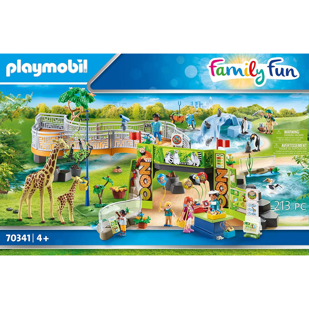 Playmobil Family Fun 213pc Large City Zoo Playset Animals Scenery Visitors - Maqio