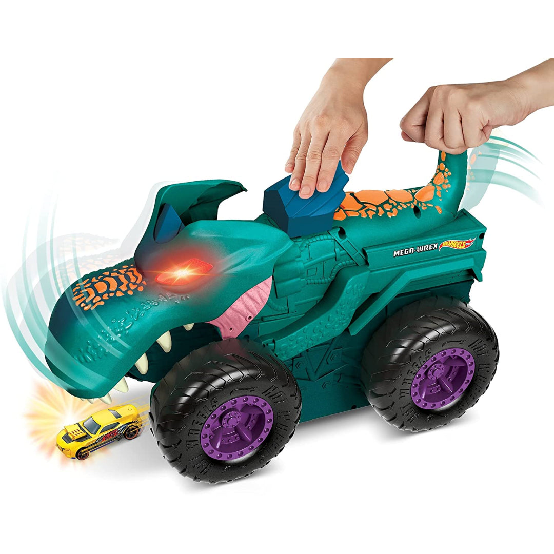 Hot Wheels Monster Trucks Car Chompin' Mega Wrex Giant Vehicle with Lights and Sound Effects - Maqio