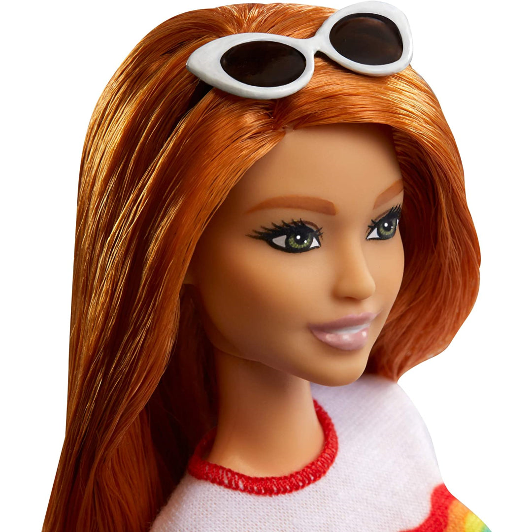 Barbie Fashionistas Doll with Long Red Hair Wearing Rainbow Graphic T-Shirt 122 - Maqio